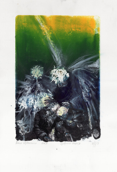 Estampas & grabados titulada "God's dandelions -…" por Maria Shedrina, Obra de arte original, Monotipia