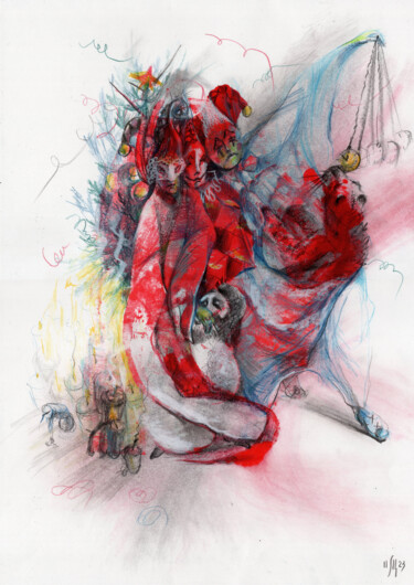Картина под названием "5 minutes - origina…" - Maria Shedrina, Подлинное произведение искусства, Цветные карандаши