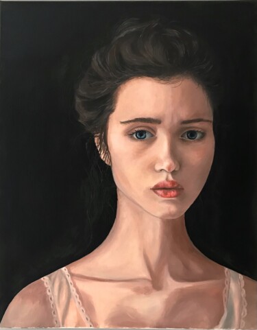 Painting titled "Young woman" by Maria Shopkhoeva, Original Artwork, Oil