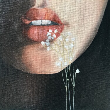 Peinture intitulée "Red lips" par Maria Shopkhoeva, Œuvre d'art originale, Huile