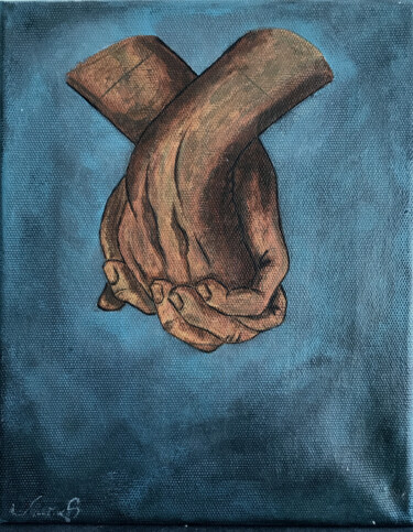 Painting titled "Hold hands" by Maria Shopkhoeva, Original Artwork, Acrylic