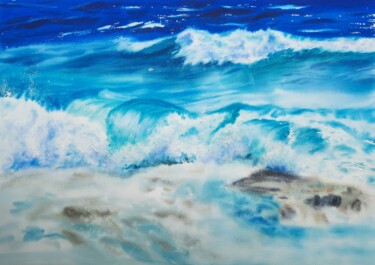 Painting titled ""Ocean" Seascape or…" by Maria Sin, Original Artwork, Watercolor