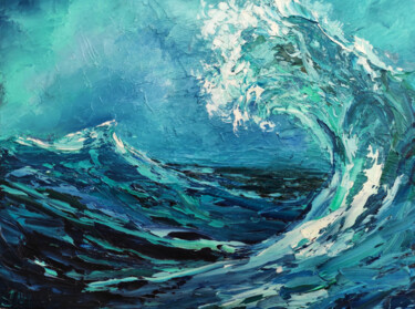 Painting titled "Storm" by Maria Slynko, Original Artwork, Oil Mounted on Cardboard