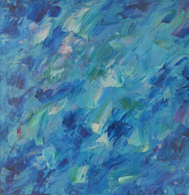 Painting titled "Abstract Deep Blue…" by Maria Slynko, Original Artwork, Oil