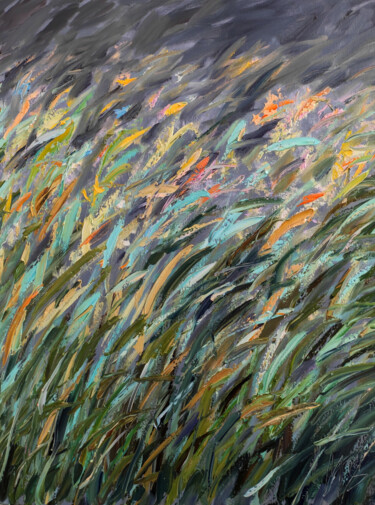 Картина под названием "Night meadow" - Maria Slynko, Подлинное произведение искусства, Масло