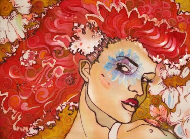 Картина под названием "Flora" - Мария Сметанина, Подлинное произведение искусства, Ткань