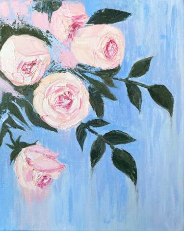 Painting titled "The roses" by Maria Sotnikova, Original Artwork, Oil