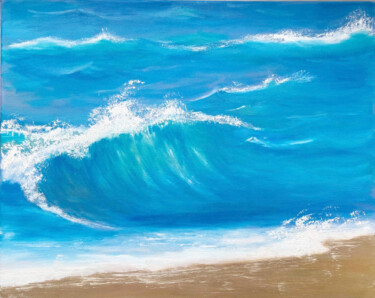 Peinture intitulée "Deep blue sea wave" par Maria Sotnikova, Œuvre d'art originale, Huile