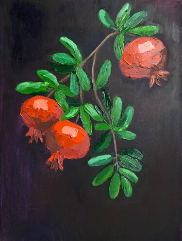 Painting titled "Pomegranates" by Maria Sotnikova, Original Artwork, Oil