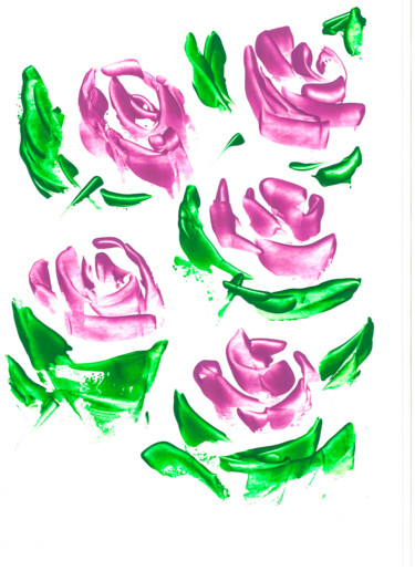 Painting titled "Lavender roses - ac…" by Maria Sotnikova, Original Artwork, Acrylic
