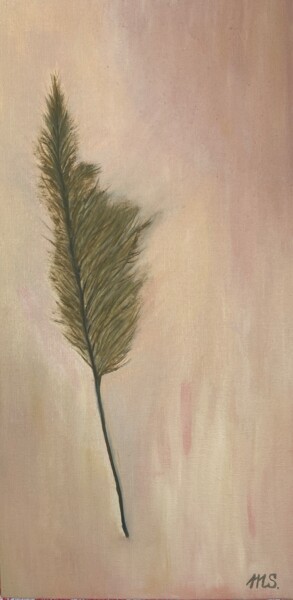 Painting titled "Dried herb 1" by Maria Sotnikova, Original Artwork, Oil Mounted on Cardboard