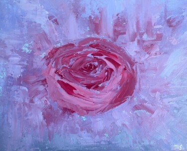Painting titled "Abstract rose" by Maria Sotnikova, Original Artwork, Oil Mounted on Cardboard