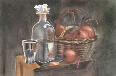 Painting titled "Brown still life vo…" by Maria Sotnikova, Original Artwork, Watercolor