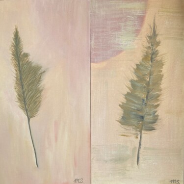 Pittura intitolato "Dried herb diptych…" da Maria Sotnikova, Opera d'arte originale, Olio Montato su Cartone