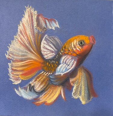 Pintura titulada "Goldfish / pastel d…" por Maria Sotnikova, Obra de arte original, Pastel