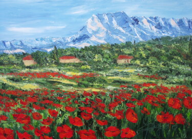 Painting titled "montagne-ste-victoi…" by Maria Spagnolo, Original Artwork, Acrylic
