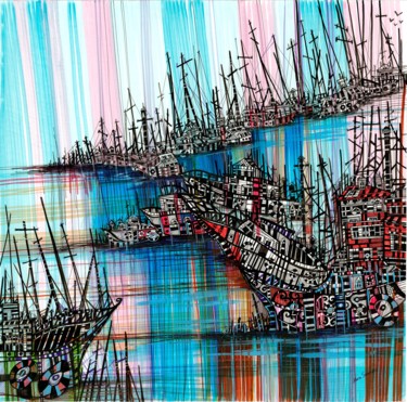 Dessin intitulée "Tidal Wave" par Maria Susarenko, Œuvre d'art originale, Stylo gel
