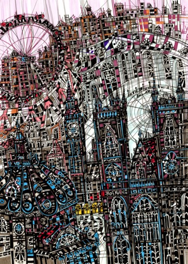 Malerei mit dem Titel "Urban Fantasy" von Maria Susarenko, Original-Kunstwerk, Acryl