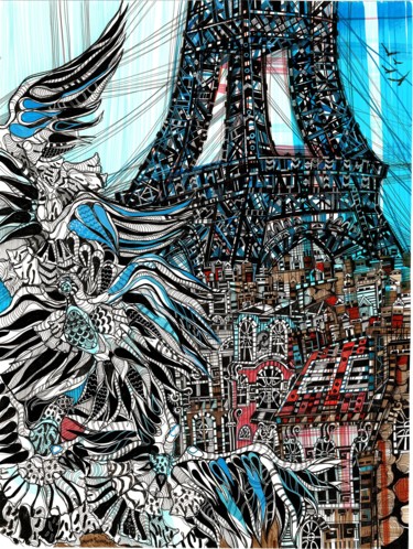 "From Paris With Love" başlıklı Tablo Maria Susarenko tarafından, Orijinal sanat, Akrilik