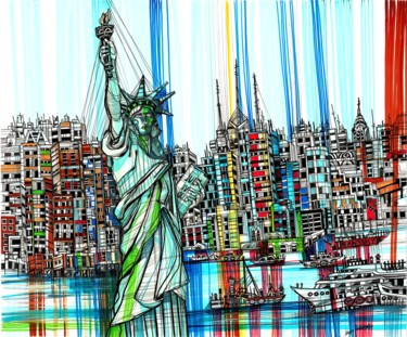 Painting titled "Statue of Liberty" by Maria Susarenko, Original Artwork, Ink