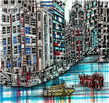 Peinture intitulée "Chicago" par Maria Susarenko, Œuvre d'art originale, Encre