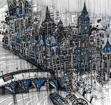Картина под названием "London Bridge" - Maria Susarenko, Подлинное произведение искусства, Чернила