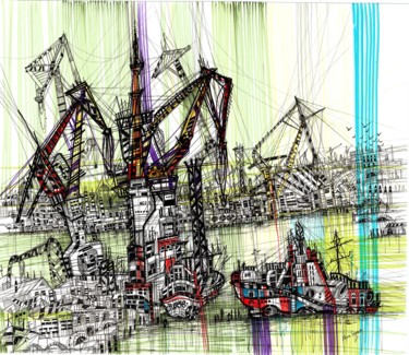 "Admirality Shipyard" başlıklı Tablo Maria Susarenko tarafından, Orijinal sanat, Tükenmez kalem
