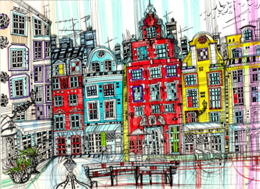 Drawing titled "Stockholm. Stortorg…" by Maria Susarenko, Original Artwork, Ballpoint pen