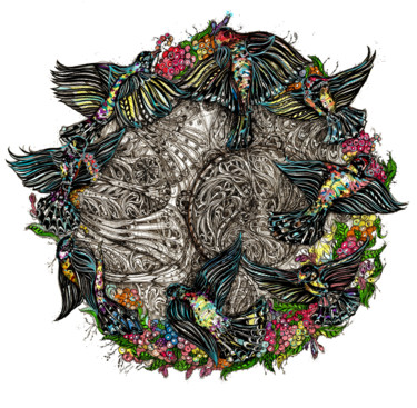 "Birds&Berries" başlıklı Tablo Maria Susarenko tarafından, Orijinal sanat, Işaretleyici