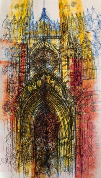 Malerei mit dem Titel "Notre-Dame de Paris" von Maria Susarenko, Original-Kunstwerk, Acryl