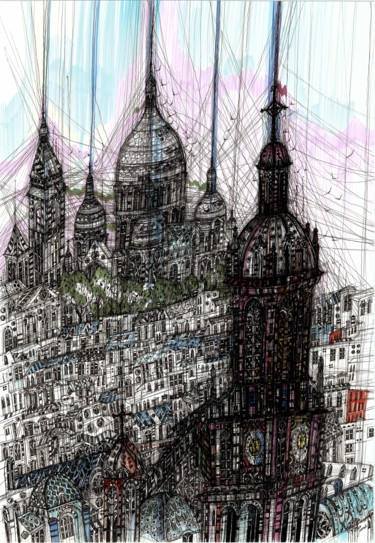 Tekening getiteld "Montmartre. Paris" door Maria Susarenko, Origineel Kunstwerk, Marker