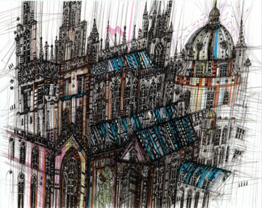 Oxford University. Bodleian Library Drawing titled "Oxford University.…" by Maria Susarenko, Original Art, Ink