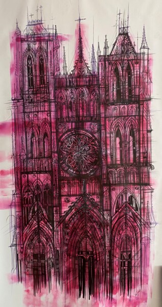 Картина под названием "Notre-Dame Cathedral" - Maria Susarenko, Подлинное произведение искусства, Темпера