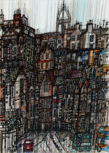 Painting titled "Edinburgh. Scotland" by Maria Susarenko, Original Artwork, Gel pen