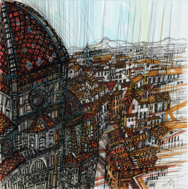 Painting titled "Florence Cathedral.…" by Maria Susarenko, Original Artwork, Ballpoint pen