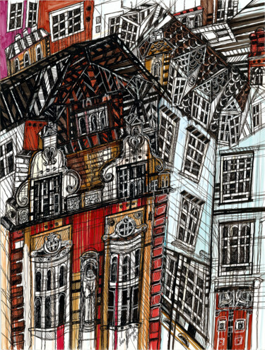 Dessin intitulée "Oxford Street" par Maria Susarenko, Œuvre d'art originale, Marqueur