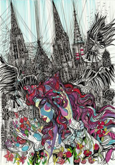 绘画 标题为“Gothic Flower” 由Maria Susarenko, 原创艺术品, 丙烯