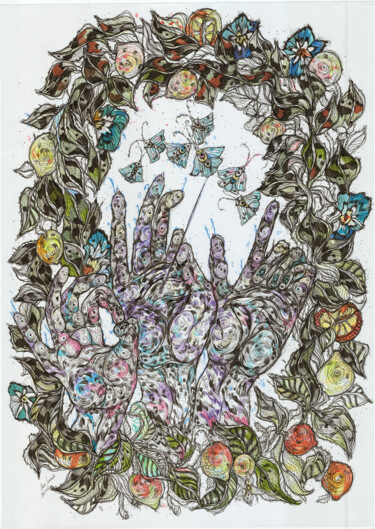 Dibujo titulada "Blooming Spring" por Maria Susarenko, Obra de arte original, Bolígrafo