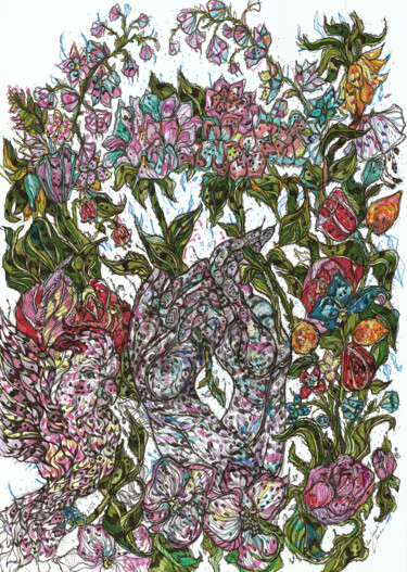 绘画 标题为“Blooming Summer” 由Maria Susarenko, 原创艺术品, 圆珠笔