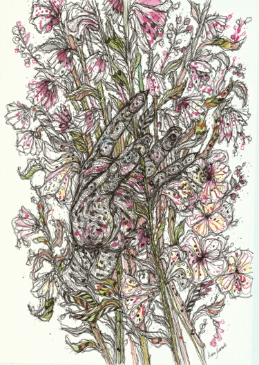 Disegno intitolato "Autumn Flowers" da Maria Susarenko, Opera d'arte originale, Inchiostro