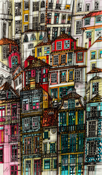 "Porto" başlıklı Resim Maria Susarenko tarafından, Orijinal sanat, Tükenmez kalem