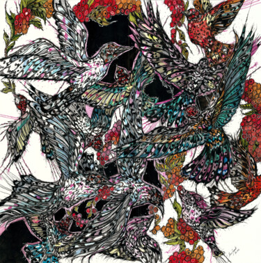 "Birds&Berries (Bird…" başlıklı Tablo Maria Susarenko tarafından, Orijinal sanat, Işaretleyici
