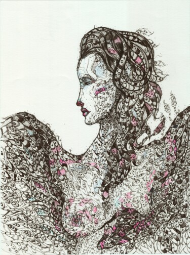Tekening getiteld "Simonetta" door Maria Susarenko, Origineel Kunstwerk, Inkt