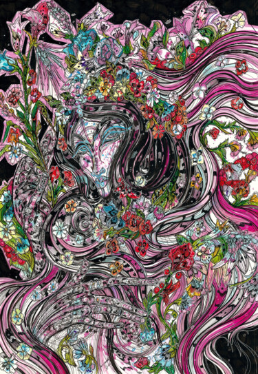 Картина под названием "Primavera" - Maria Susarenko, Подлинное произведение искусства, Гелевая ручка
