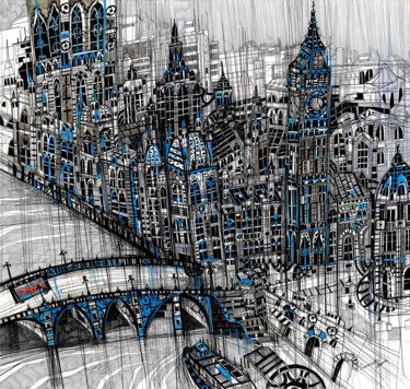 Dessin intitulée "London" par Maria Susarenko, Œuvre d'art originale, Stylo gel