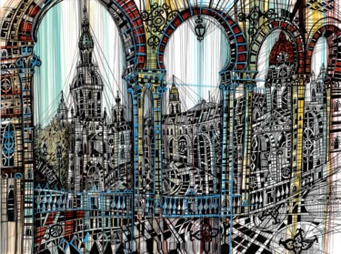 Red Arch Drawing titled "Red Arch" by Maria Susarenko, Original Art, Ballpoint pen