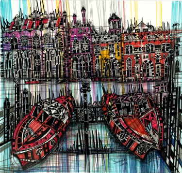 Desenho intitulada "Amsterdam. An Overd…" por Maria Susarenko, Obras de arte originais, Canetac de aerossol
