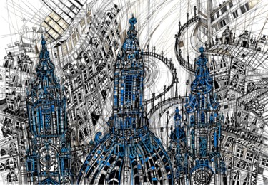 Disegno intitolato "The Dome" da Maria Susarenko, Opera d'arte originale, Biro