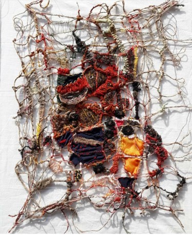 Textile Art titled "Yemen" by Maria Teresa Gallo, Original Artwork, Thread Mounted on Plexiglass
