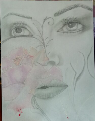 Drawing titled "kiss of a rose" by Maria Teresa Napolitano, Original Artwork, Graphite